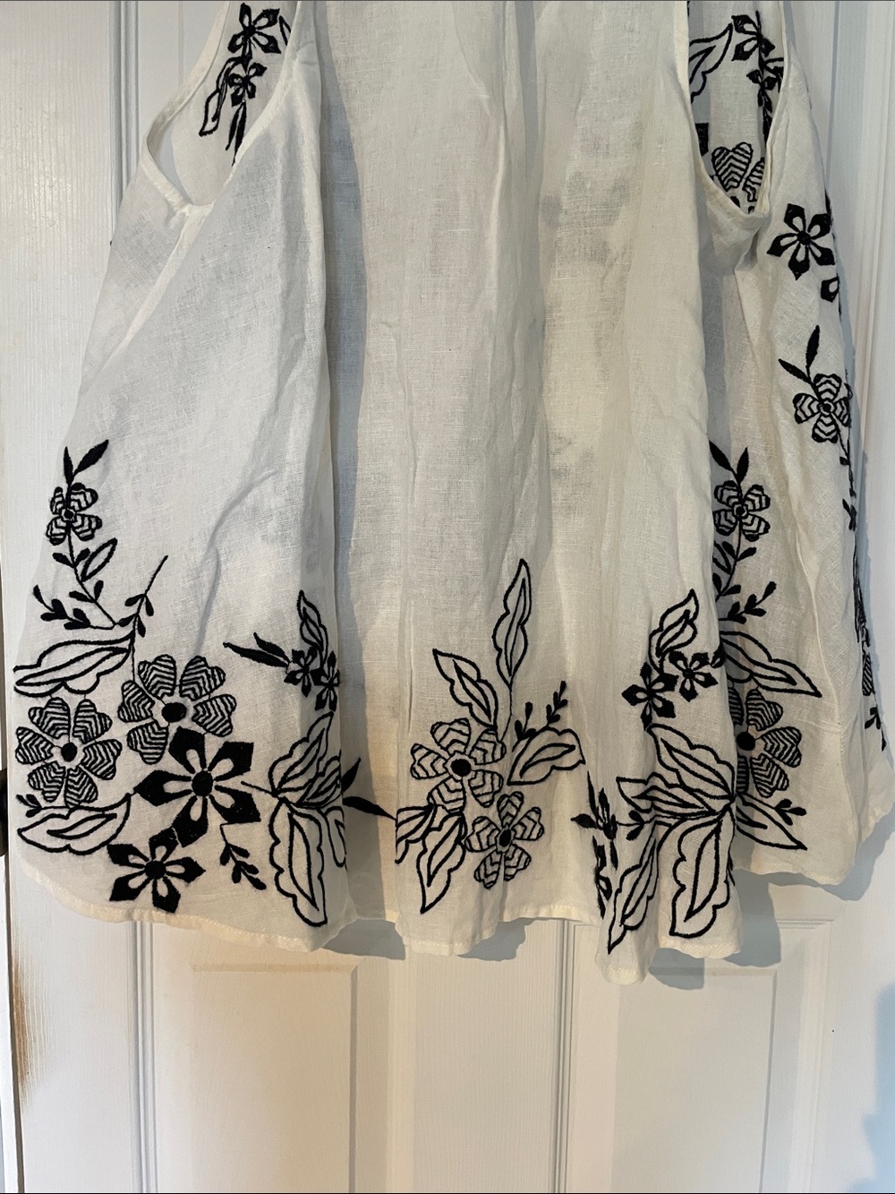 Anthropologie White Tavi Embroidered Tie Front Tank Top - Picture 7 of 11